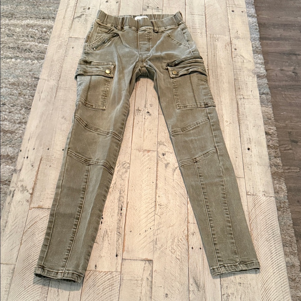 Grace & Lace Olive Green Stretchy Cargo‎ Style Denim Pants Size XS